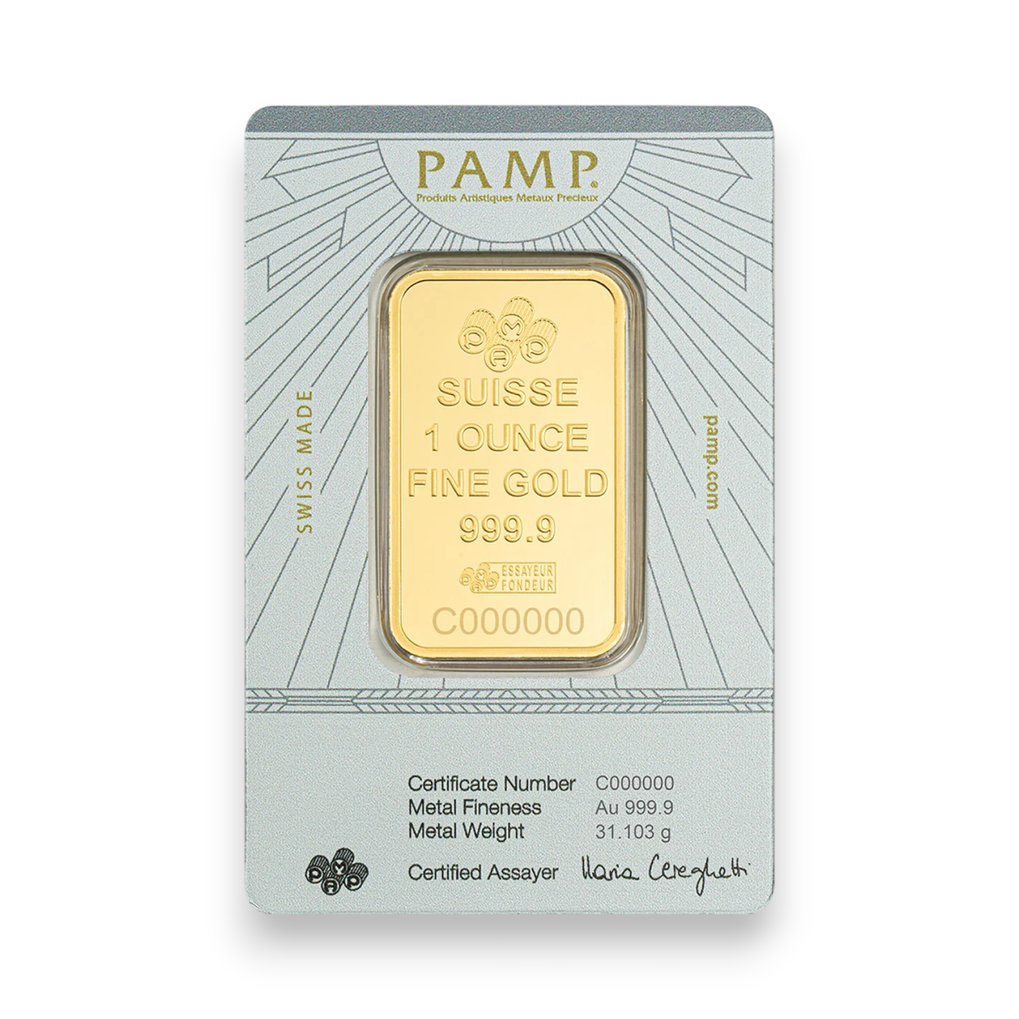 Buy 1 oz Gold Bar PAMP Suisse Lady of Justice (New in Assay) | PURE